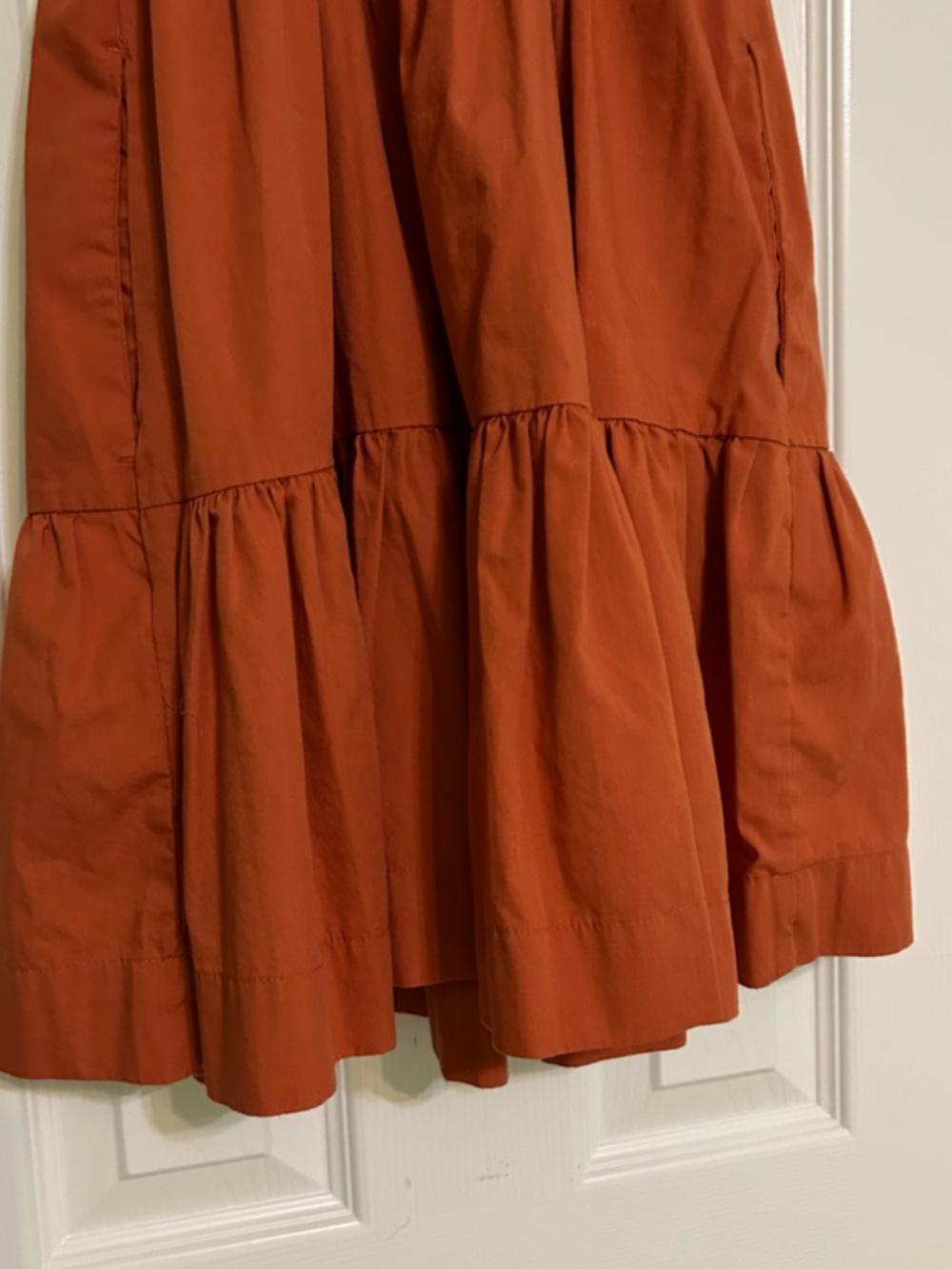 Abercrombie & Fitch Burnt Orange Sundress Smocked Scrunchie Strap 2 Tier Small - Picture 10 of 14